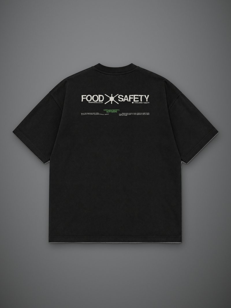 Black FOOD SAFETY T-Shirt, back view