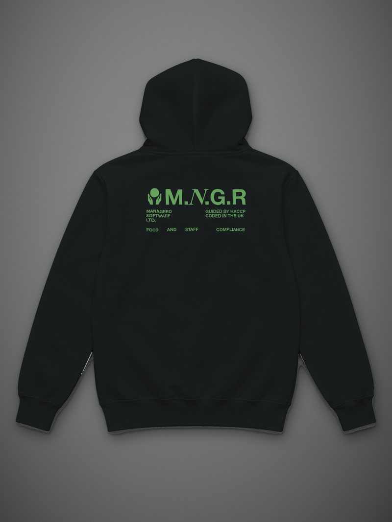 Black MANAGERO M.N.G.R HOODIE, back view