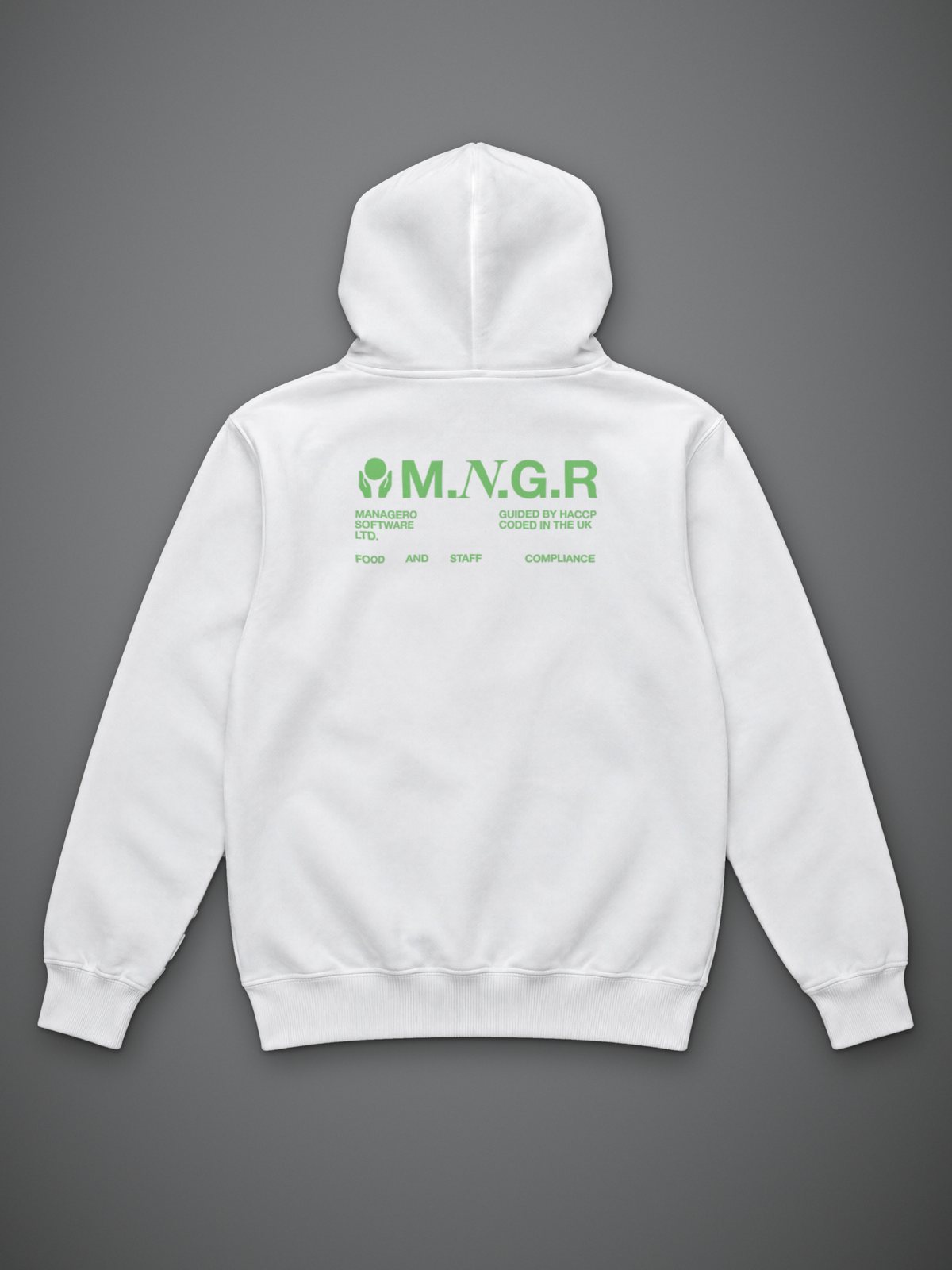 White MANAGERO M.N.G.R HOODIE, back